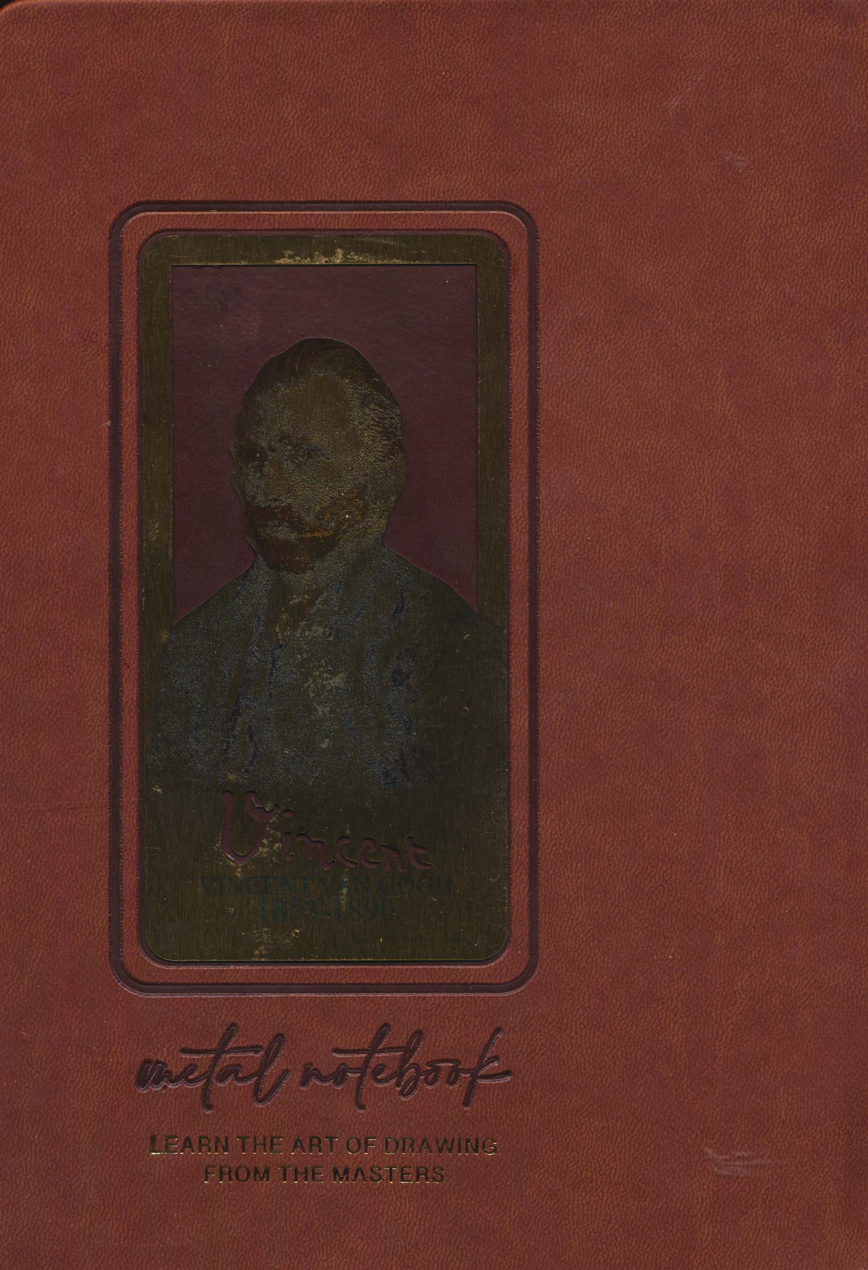 دفتر خط دار (طرح VINCENT،کد 323)،(چرم،لب طلایی،پلاکدار)