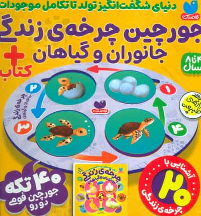 بسته پازل فومی چرخه ی زندگی جانوران و گیاهان (کتاب+جورچین 40 تکه)،(باجعبه)