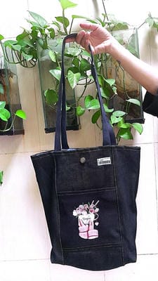 کیف پارچه ای جیب دار 35*38 جین جوی (کد F-03)