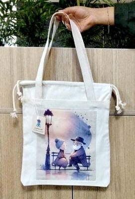 کیف پارچه ای جیب دار 31*31 (طرح عشق قدیمی،کد 2133)