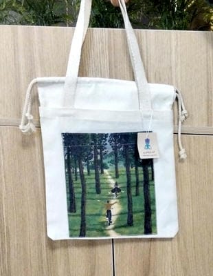 کیف پارچه ای جیب دار 32*32 (طرح دوچرخه سواری در جنگل،کد 2130)