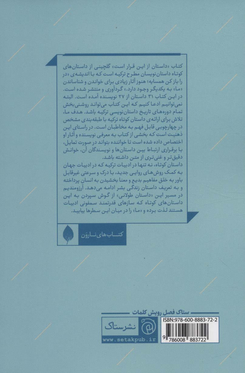 داستان از این قرار است:گزیده داستان های کوتاه معاصر ترکیه (کتاب های نارون)